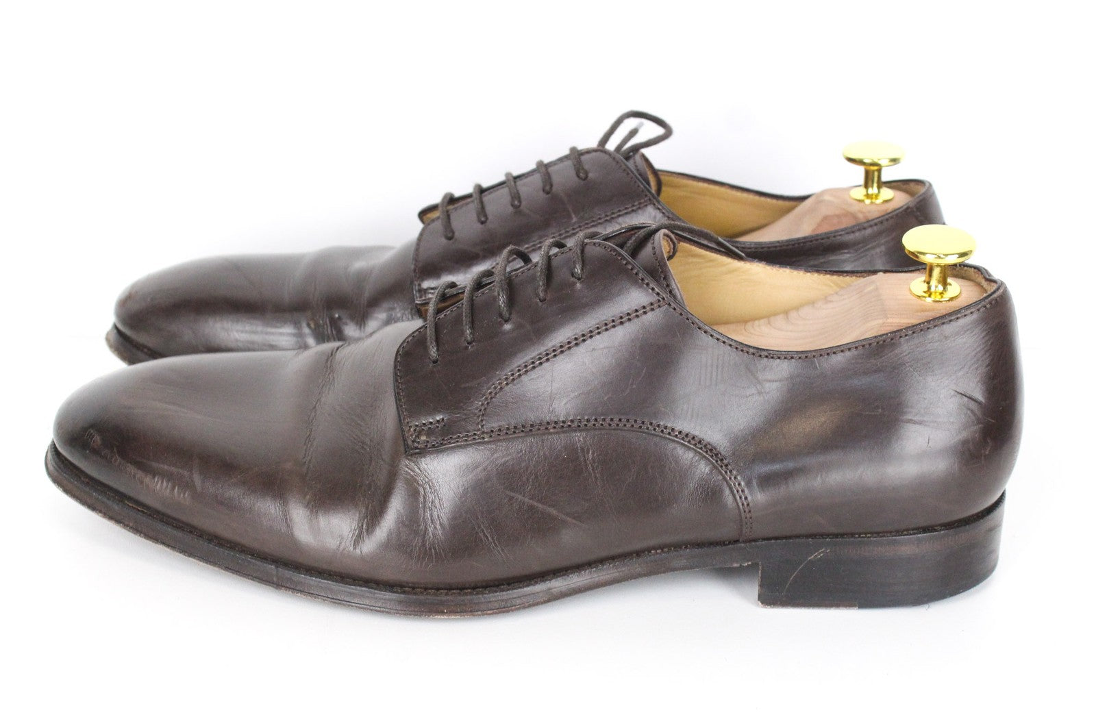 SUITSUPPLY Men Formal Shoes EU43.5 Dark Brown Leather Laced Low-Top Classic