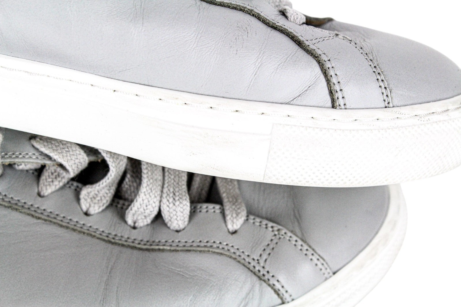 SUITSUPPLY Men Trainers EU40 Grey Genuine Leather Laced Casual Sneakers