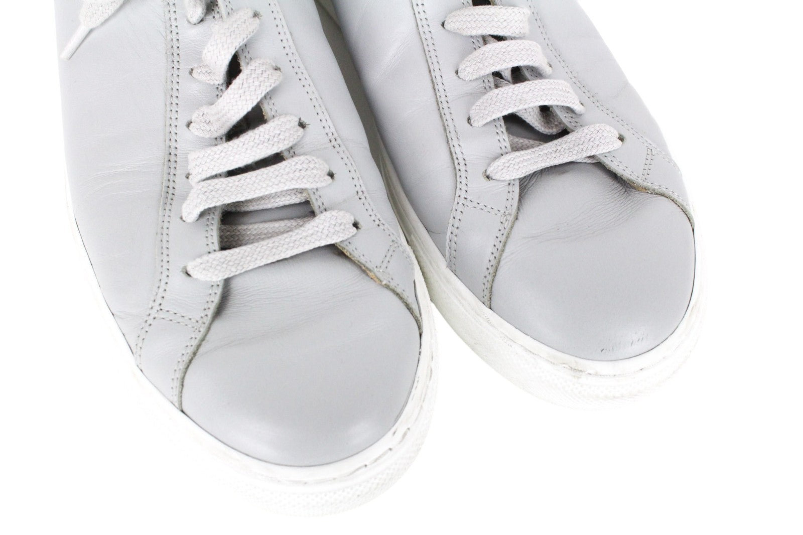 SUITSUPPLY Men Trainers EU40 Grey Genuine Leather Laced Casual Sneakers