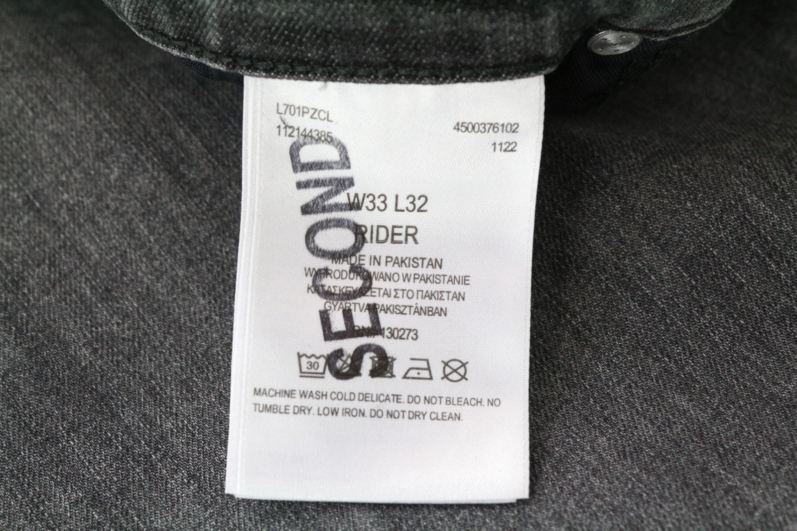 LEE Rider Men Jeans W33/L32 Slim Fit Washed 5-Pocket Grey Cotton Stretch