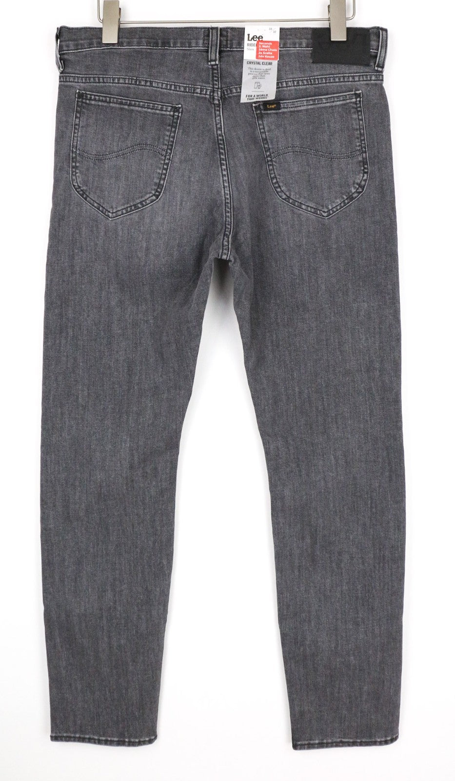 LEE Rider Men Jeans W33/L32 Slim Fit Wash 5-Pocket Grey Cotton Stretch