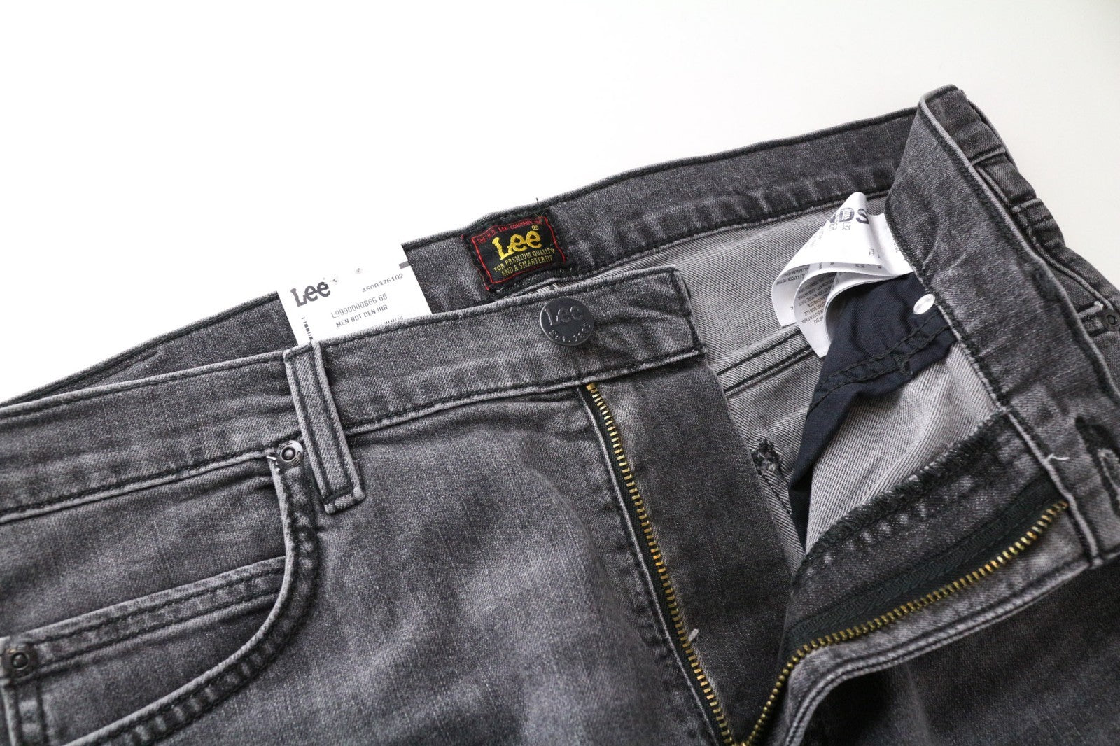 LEE Rider Men Jeans W33/L32 Slim Fit Wash 5-Pocket Grey Cotton Stretch