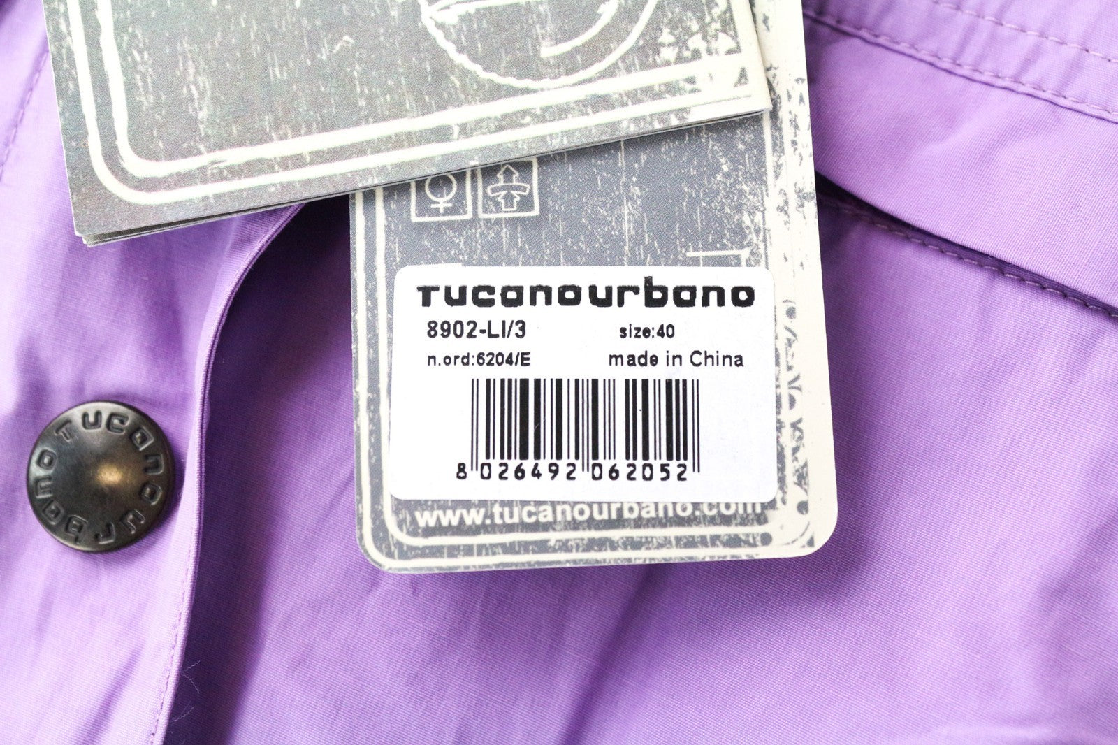 TUCANO URBANO Demetra Women Jacket L Purple Cotton Blend Windproof Zip Snaps