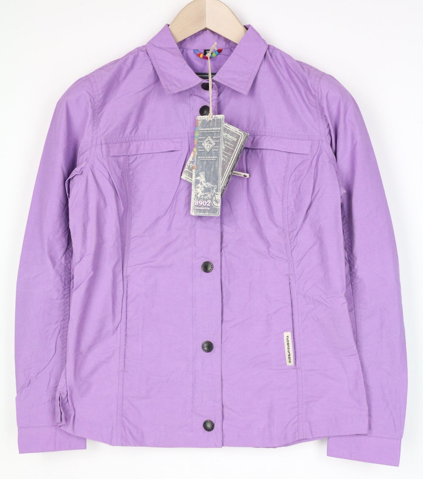 TUCANO URBANO Demetra Women Jacket L Purple Cotton Blend Windproof Zip Snaps