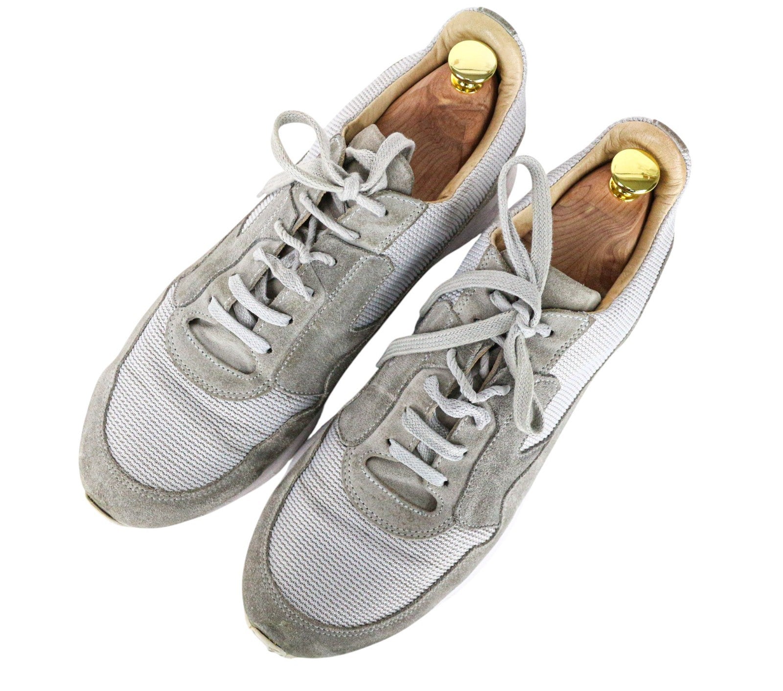 SUITSUPPLY Men Trainers EU42 Grey Textile Suede Low-Top Laced Casual Sneakers