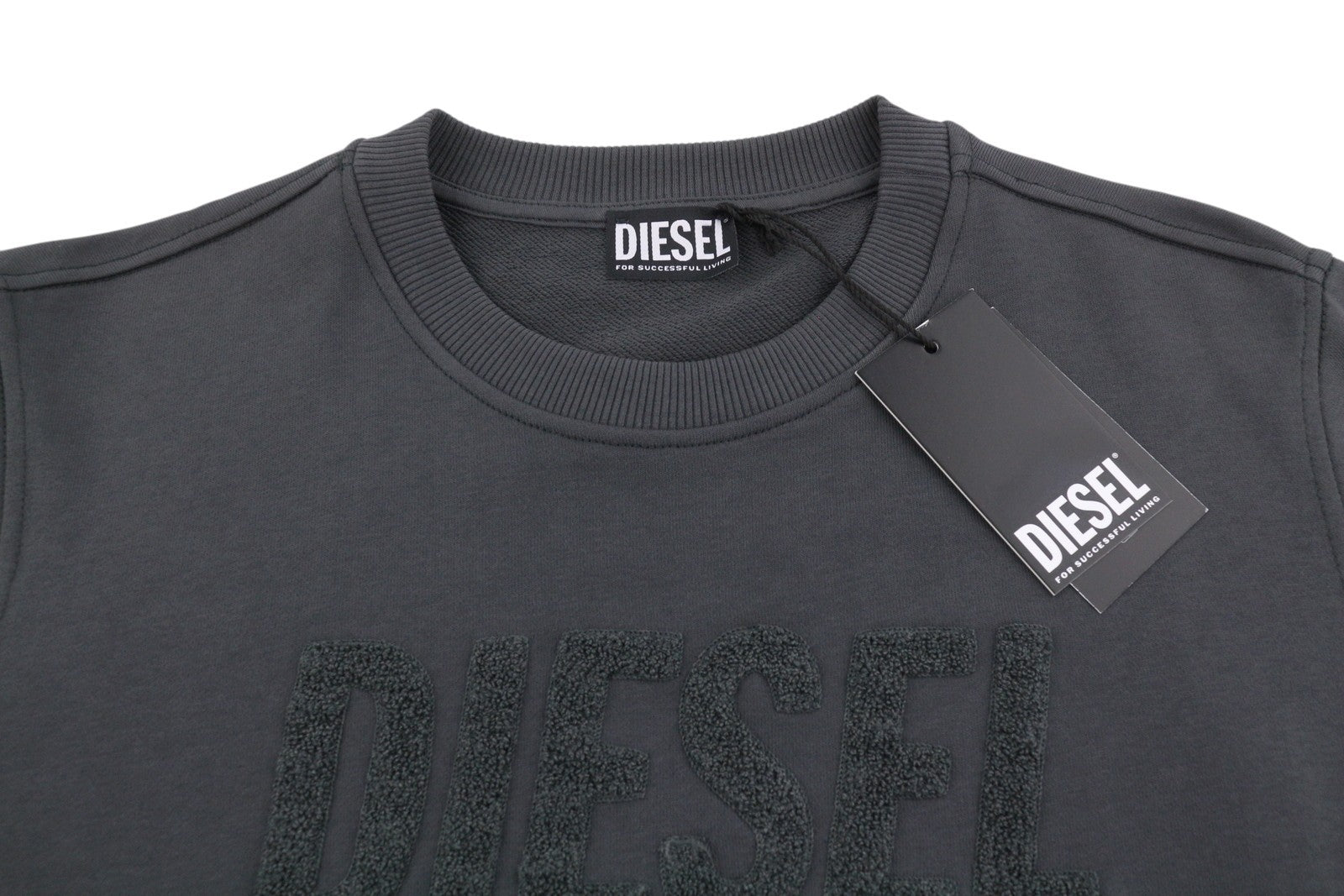 DIESEL Indigo-Out Men Hoodie L Dark Grey Crew Neck Pull On RRP175