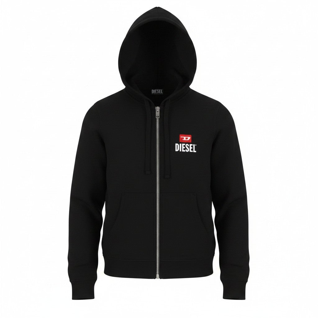 DIESEL S-Ginn-Hood-Zip 250209 Off Men Hoodie XL Black Full Zip RRP175