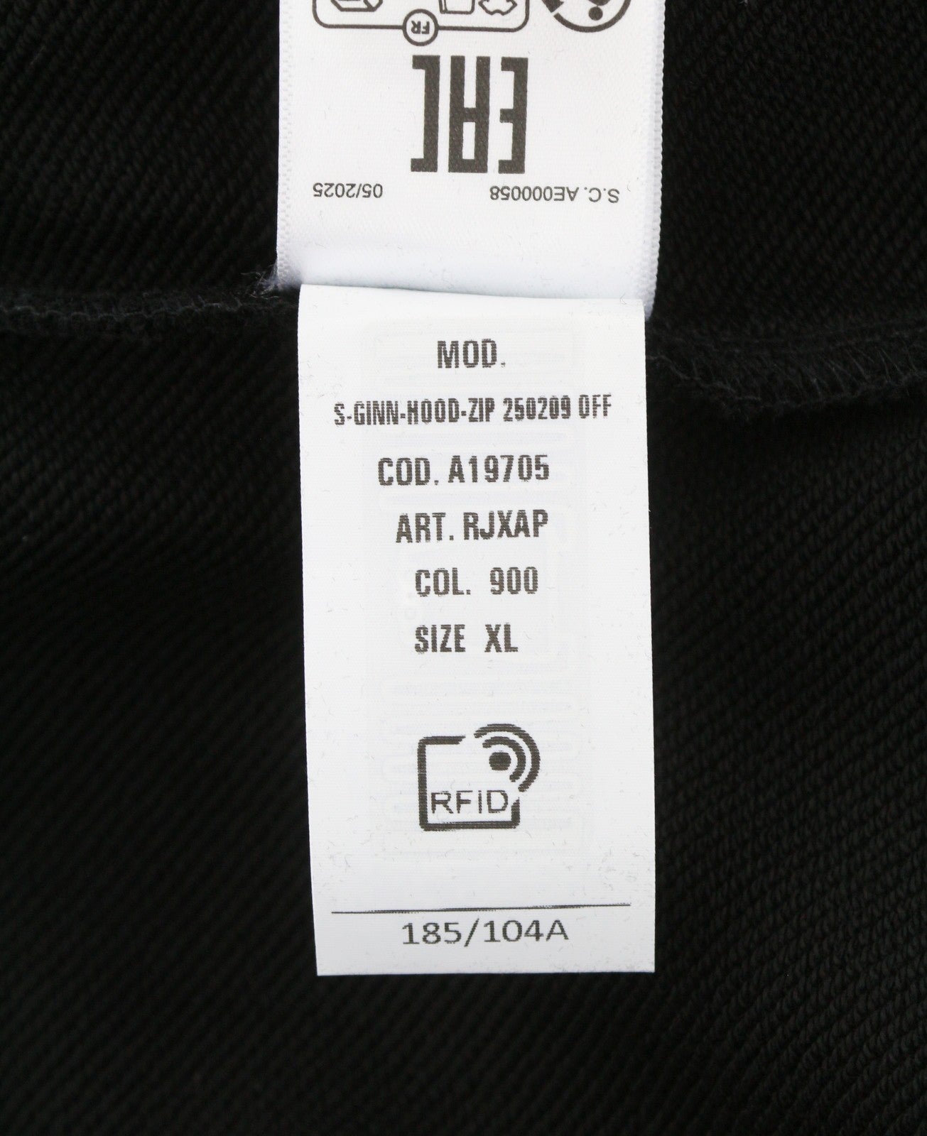 DIESEL S-Ginn-Hood-Zip 250209 Off Men Hoodie XL Black Full Zip RRP175