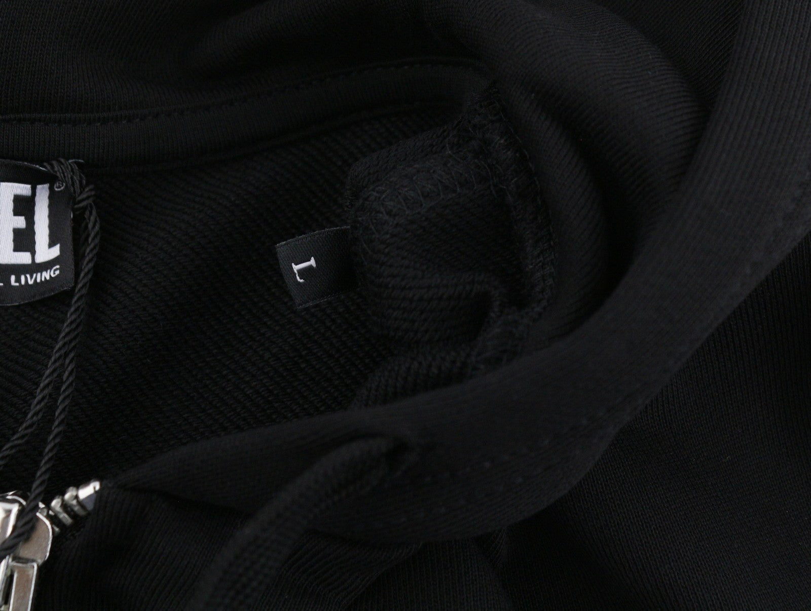DIESEL S-Ginn-Hood-Zip 250209 Off Men Hoodie L Black Full Zip RRP175