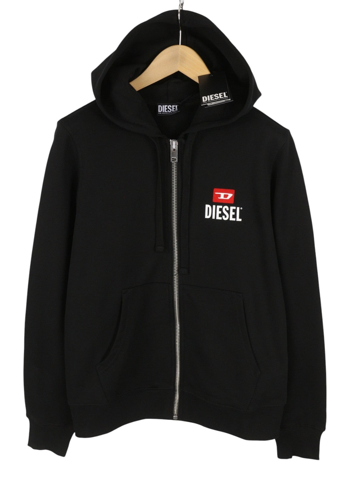 DIESEL S-Ginn-Hood-Zip 250209 Off Men Hoodie L Black Full Zip RRP175