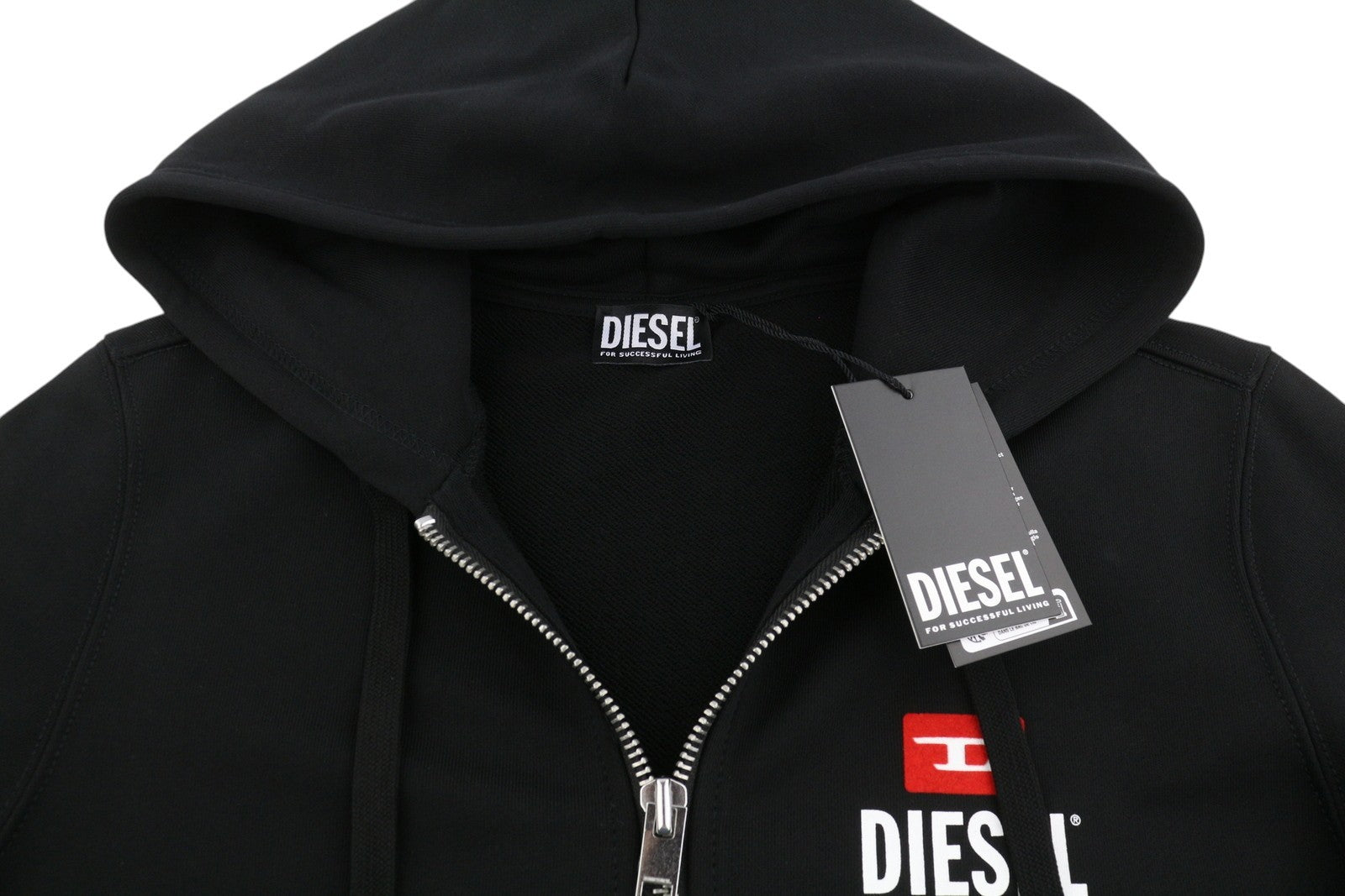 DIESEL S-Ginn-Hood-Zip 250209 Off Men Hoodie L Black Full Zip RRP175