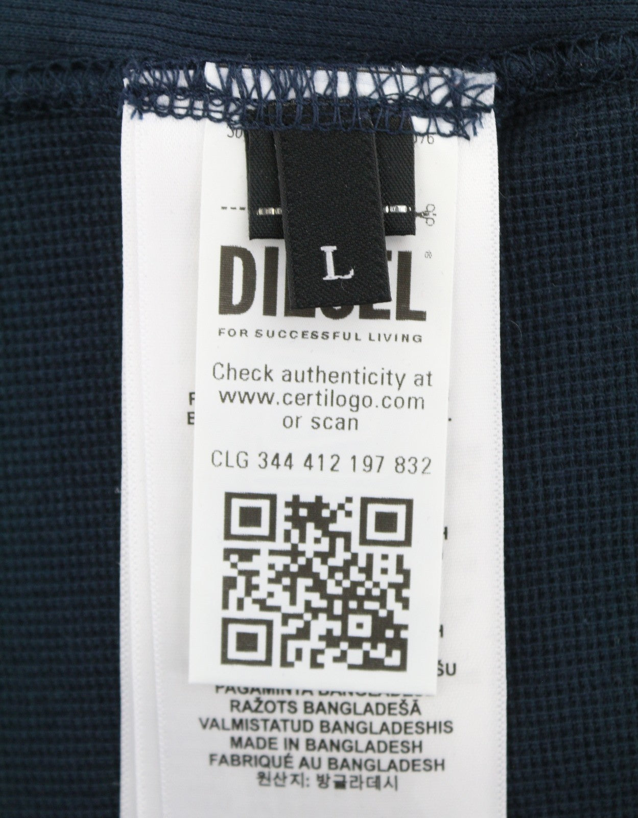 DIESEL S-Raglan-Waf Men Sweatshirt L Blue Crew Neck Front Logo Pull On RRP175