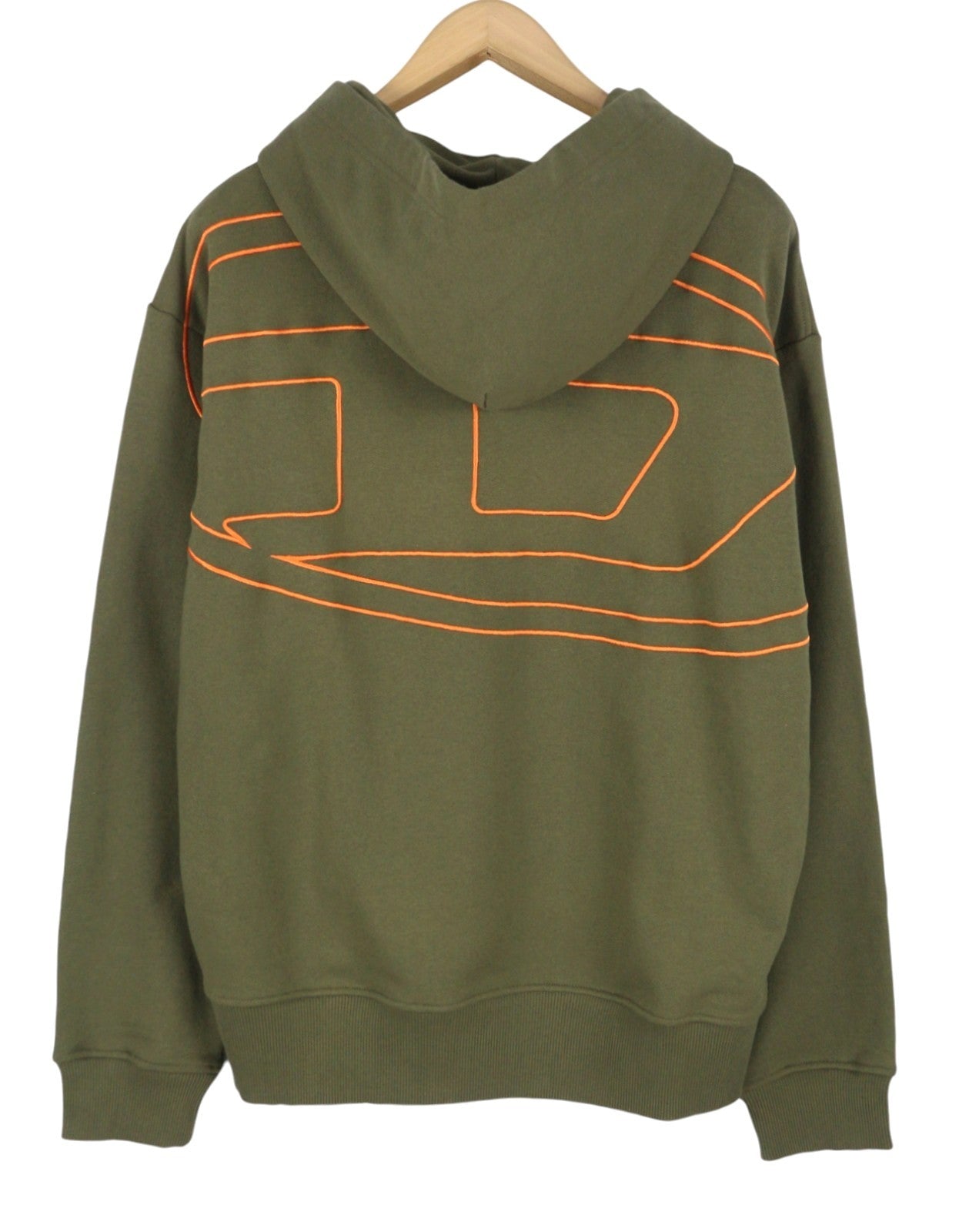 DIESEL S-Macs-Hood-Megoval-D Men Hoodie L Khaki Green Kangaroo Pocket RRP250