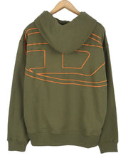 DIESEL S-Macs-Hood-Megoval-D Men Hoodie L Khaki Green Kangaroo Pocket RRP250