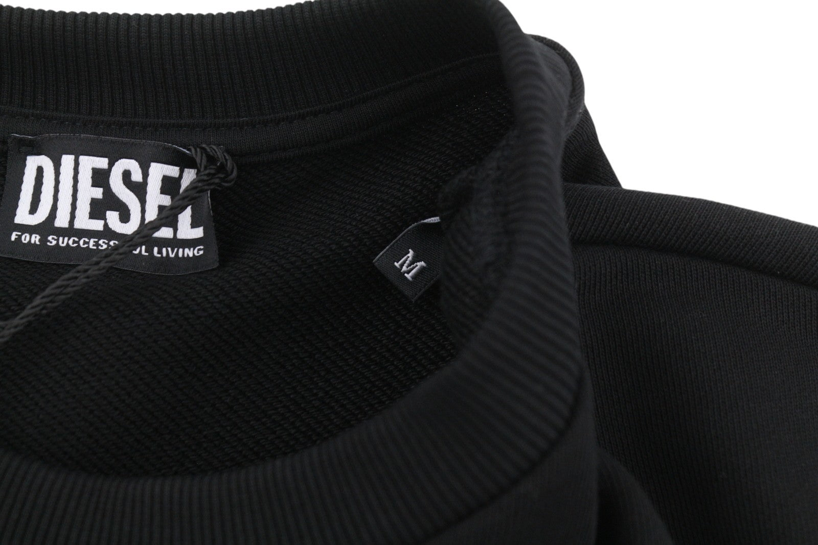 DIESEL S-Gir-Crewneck Tone On Tone Men Sweatshirt M Black Front Logo Pull On