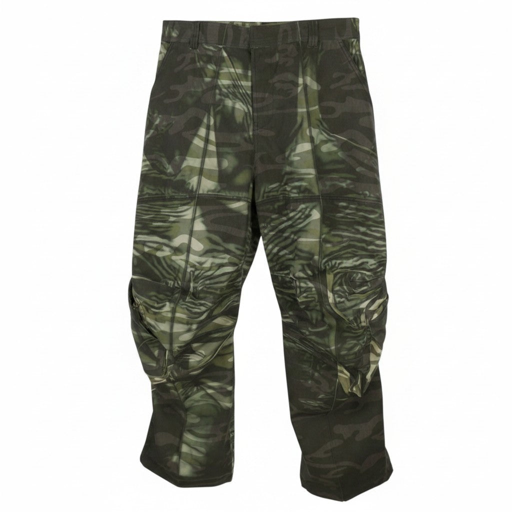 DIESEL P-Arne Men Trousers 52 W37 Khaki Camouflage Twill Cargo RRP375