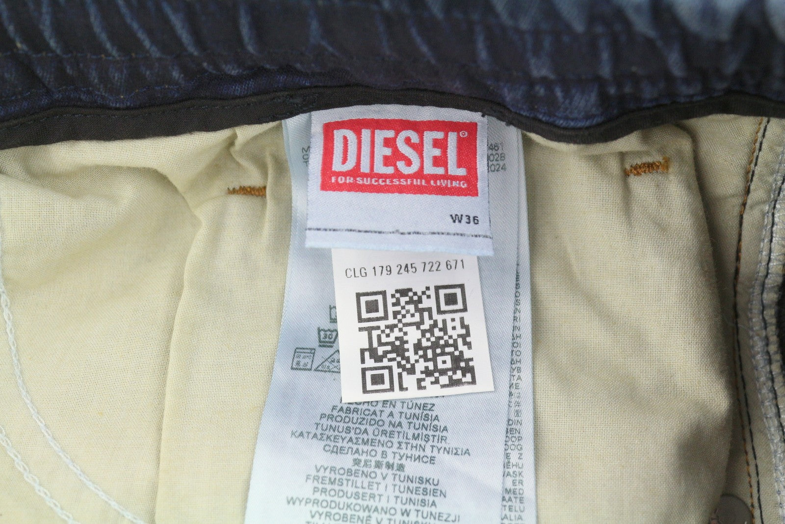 DIESEL 2030 D-Krooley 09J34 Jogg Men Jeans W36 Blue Faded Distress RRP295