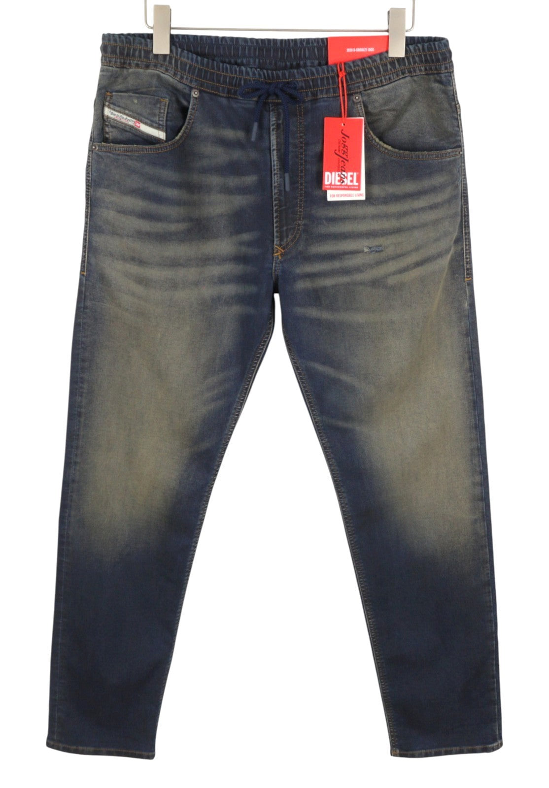 DIESEL 2030 D-Krooley 09J34 Jogg Men Jeans W36 Blue Faded Distress RRP295