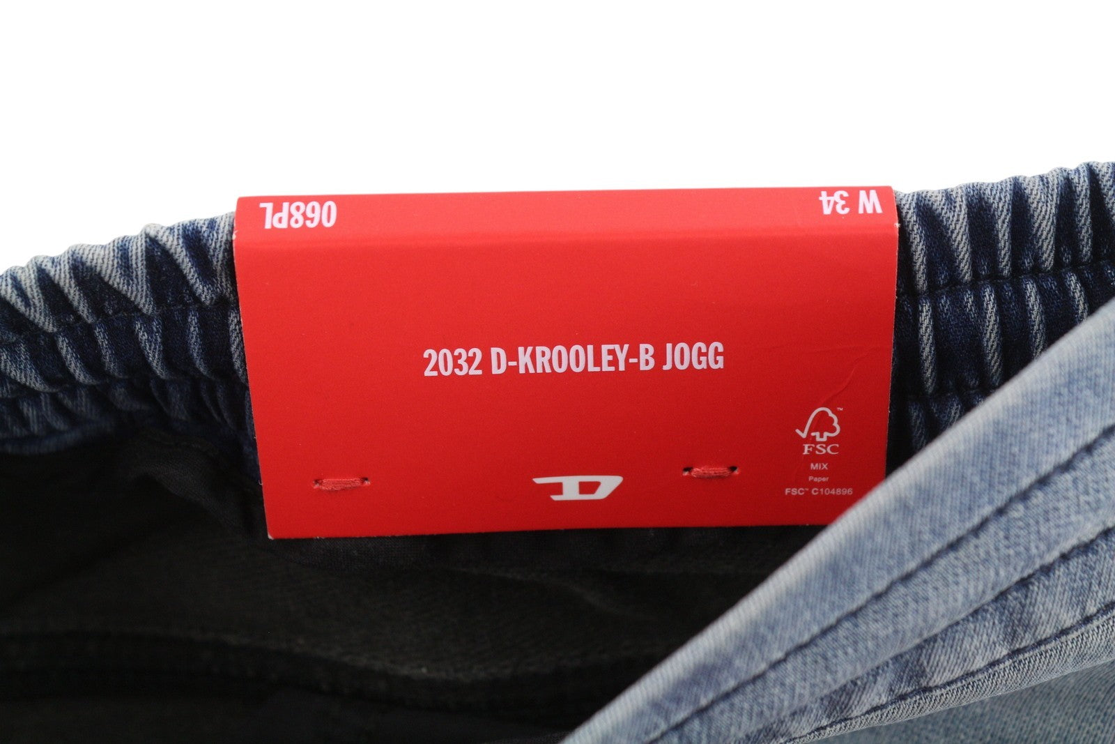 DIESEL 2032 D-Krooley-B 068PL Jogg Men Jeans W34 Blue Faded Distress RRP325