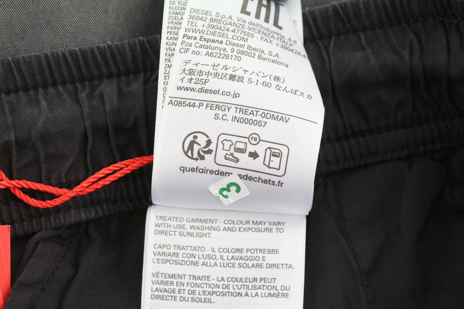 DIESEL P-Fergy-Treat 0DMAV Men Trousers 50 W33 Grey Faded Elastic Waist RRP175