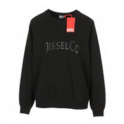 DIESEL S-Raglan-Waf Men Sweatshirt M Black Crew Neck Front Logo Pull On RRP175