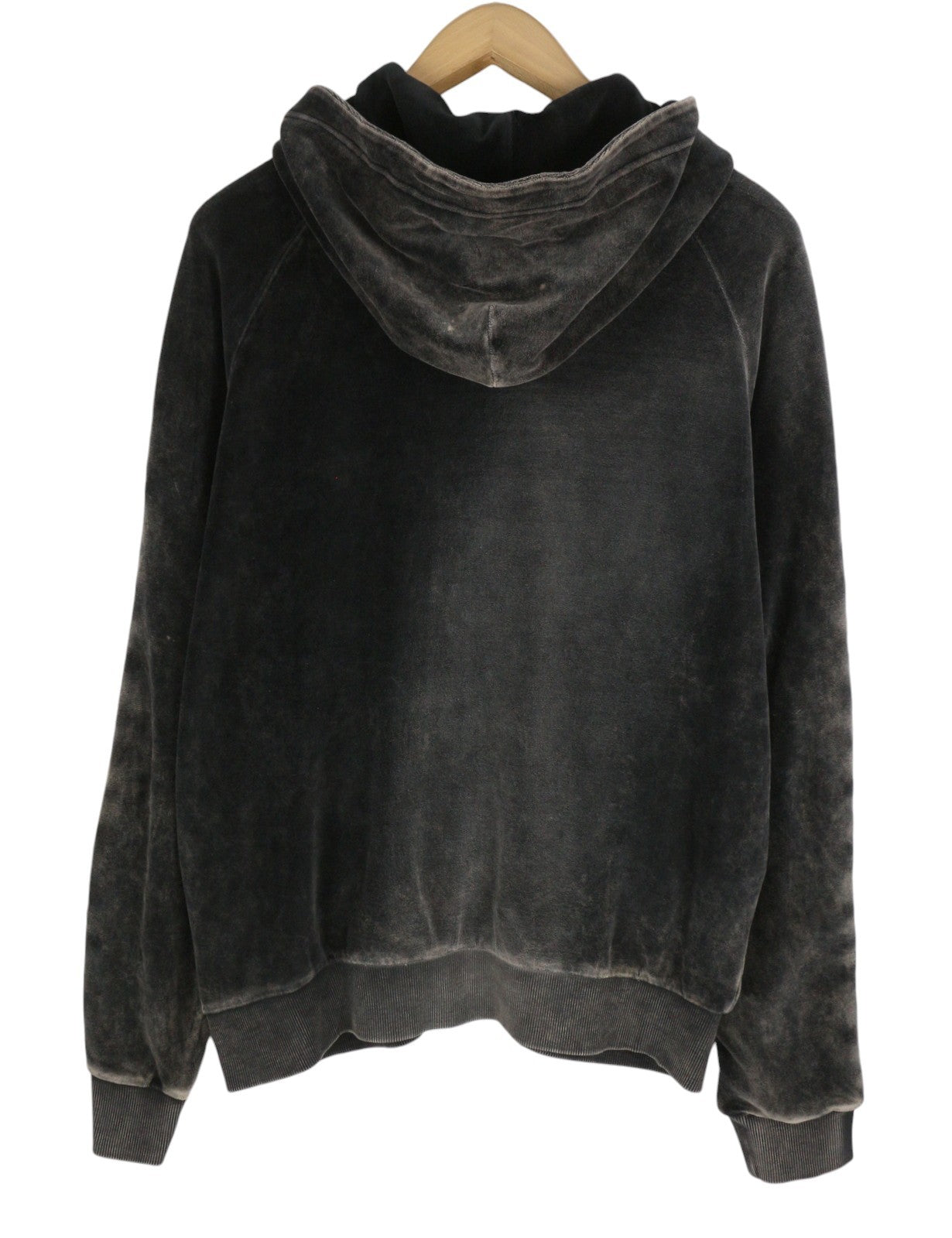 DIESEL S-Oclock Men Hoodie XL Black Acid Wash Chenille Zip Up RRP325