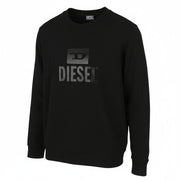 DIESEL S-Gir-Crewneck Tone On Tone Men Sweatshirt XL Black Front Logo Pull On