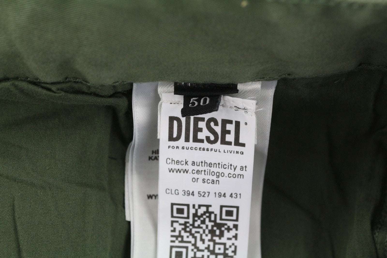 DIESEL P-Argy-In Men Trousers 50 W34 Khaki Green Cargo Zip Fly RRP195