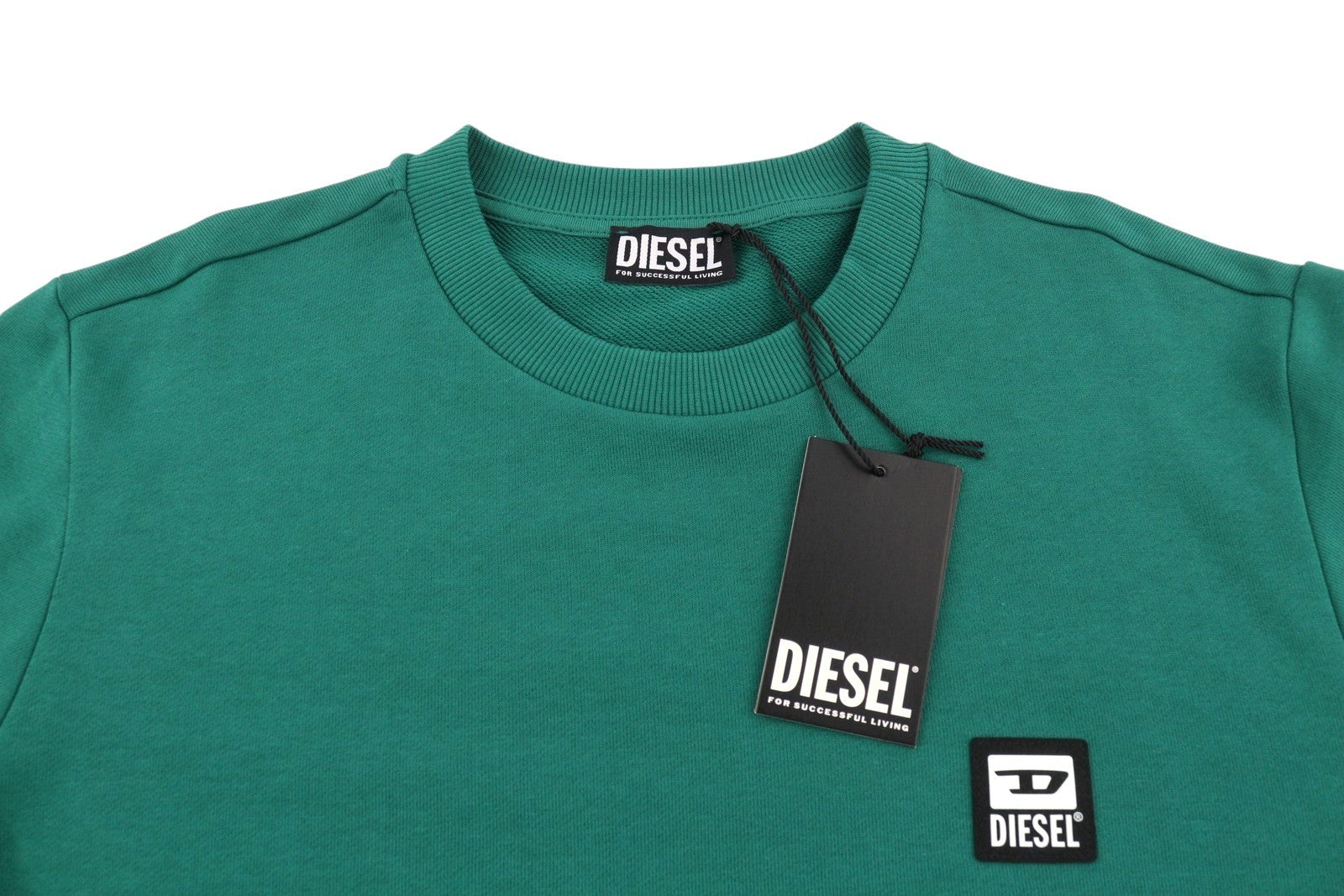 DIESEL S-Girk-K12 Men Sweatshirt M Green Cotton Crew Neck Pull On