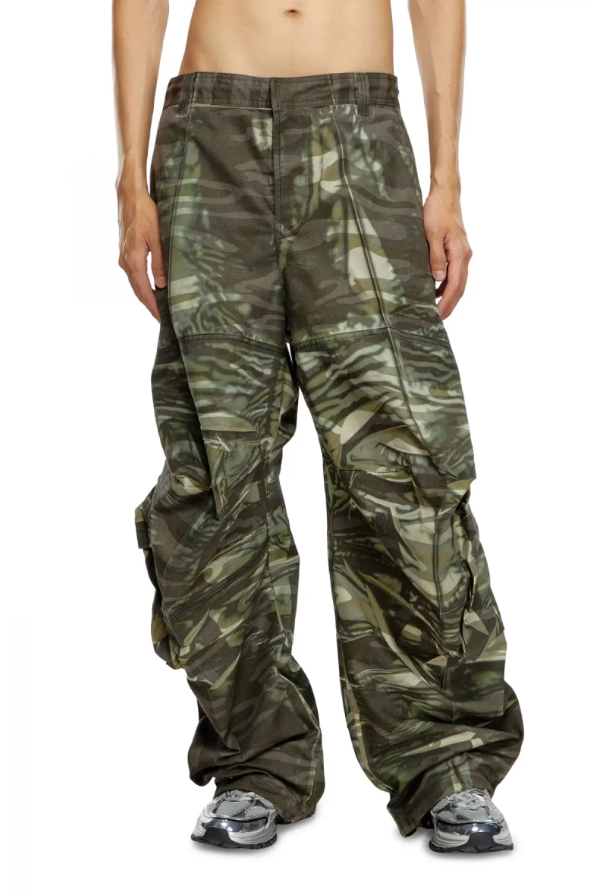 DIESEL P-Arne Men Trousers 50 W36 Khaki Camouflage Twill Cargo RRP375