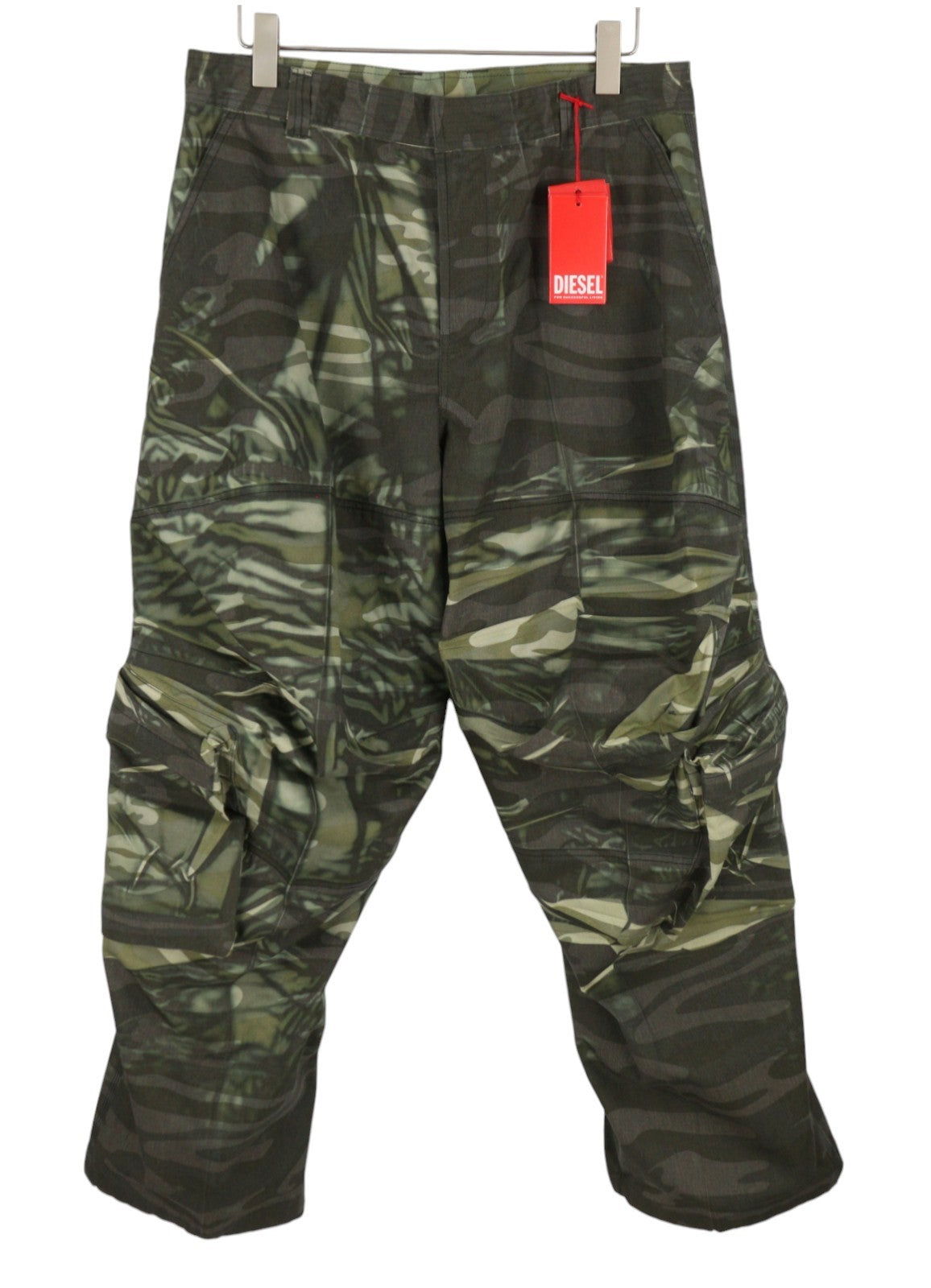 DIESEL P-Arne Men Trousers 50 W36 Khaki Camouflage Twill Cargo RRP375