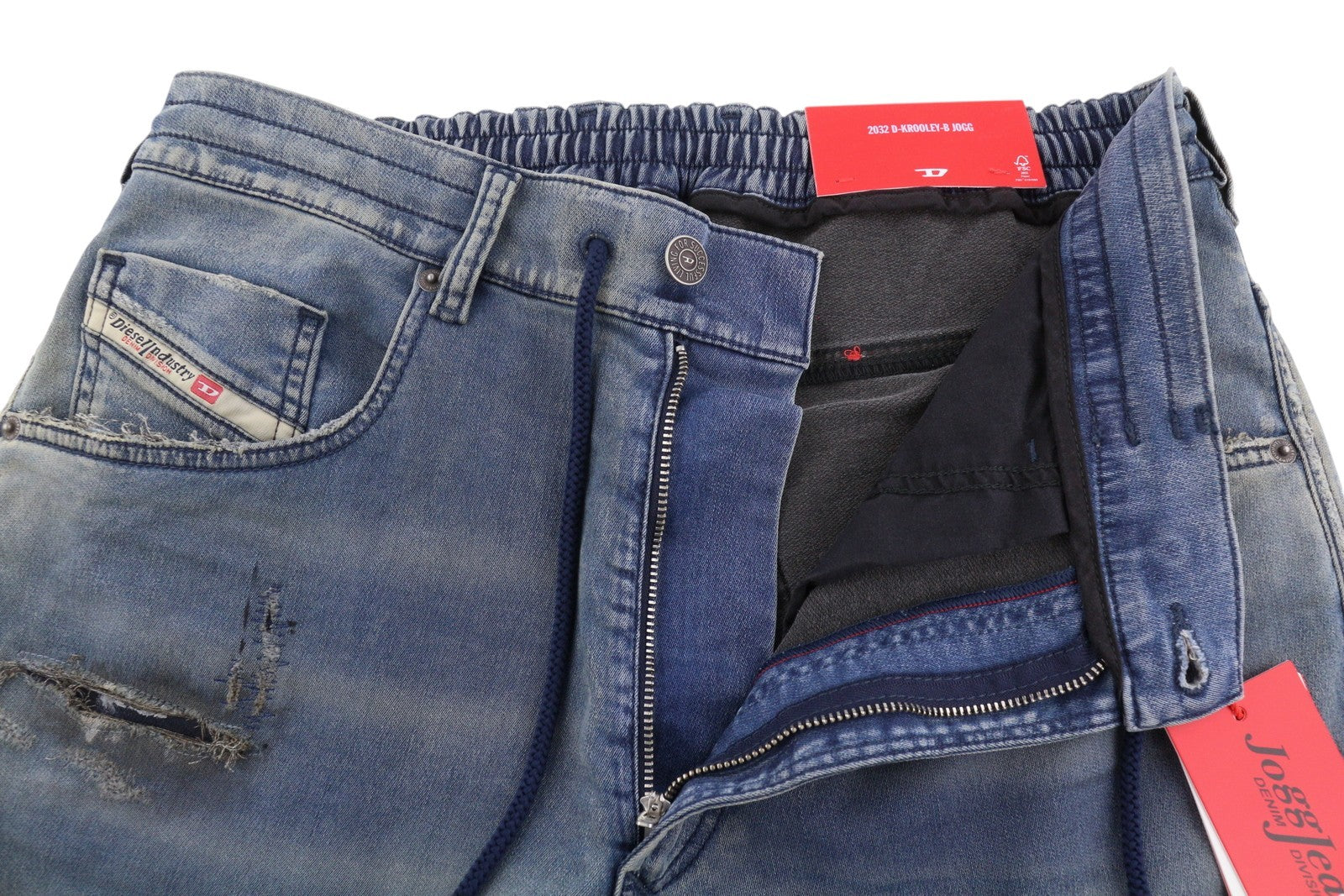 DIESEL 2032 D-Krooley-B 068PL Jogg Men Jeans W36 Blue Faded Distress RRP325