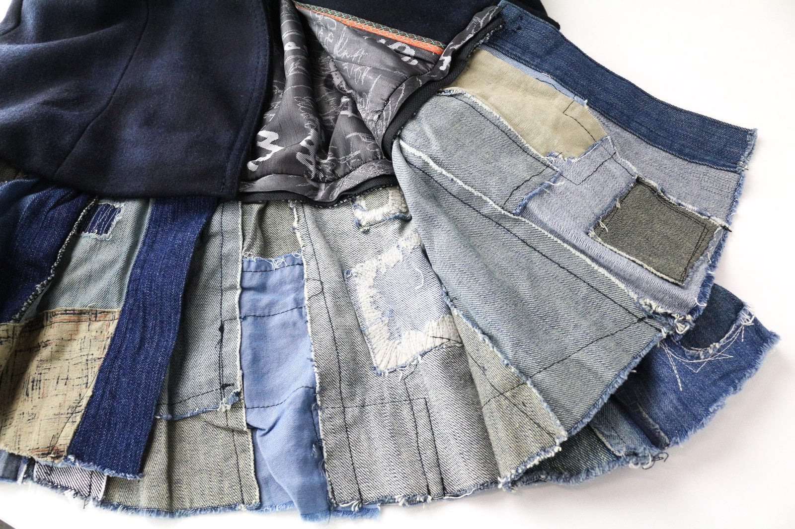 DESIGUAL Snow Robot Women Coat M Blue Tartan Check Wool Designer Mid-Length