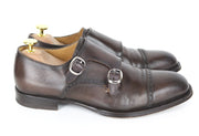 SUITSUPPLY Men Formal Shoes EU40 Double Monk Strap Brogue Brown Calf Leather