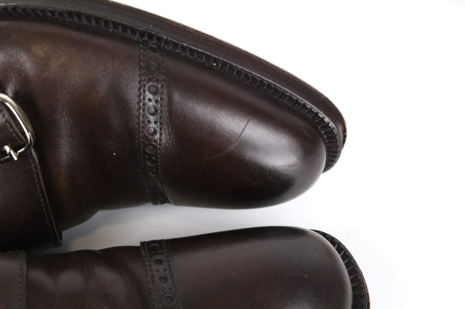 SUITSUPPLY Men Formal Shoes EU40 Double Monk Strap Brogue Brown Calf Leather