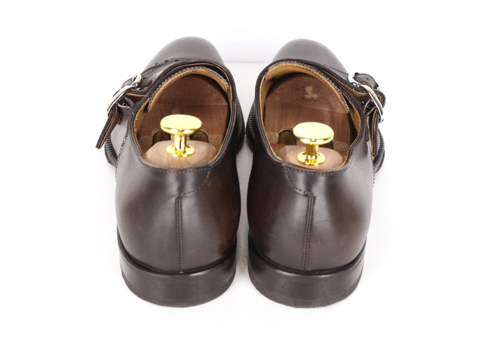 SUITSUPPLY Men Formal Shoes EU40 Double Monk Strap Brogue Brown Calf Leather