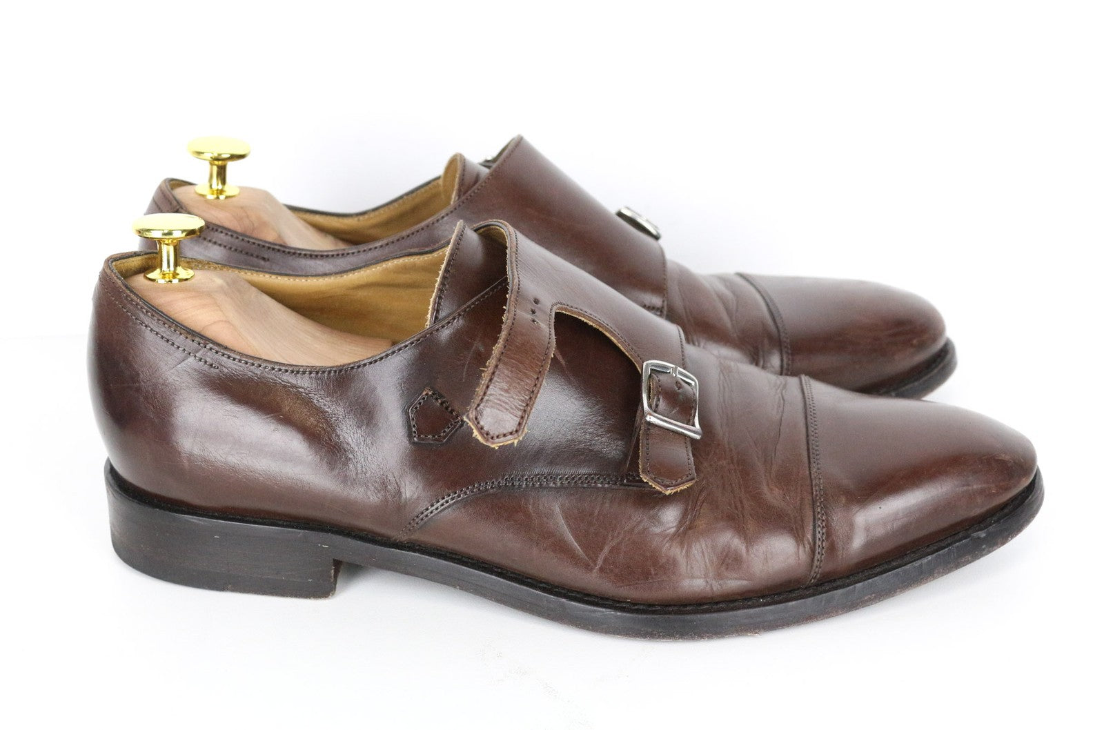 SUITSUPPLY Men Formal Shoes EU42 Brown Pure Calf Leather Monk Strap Classic