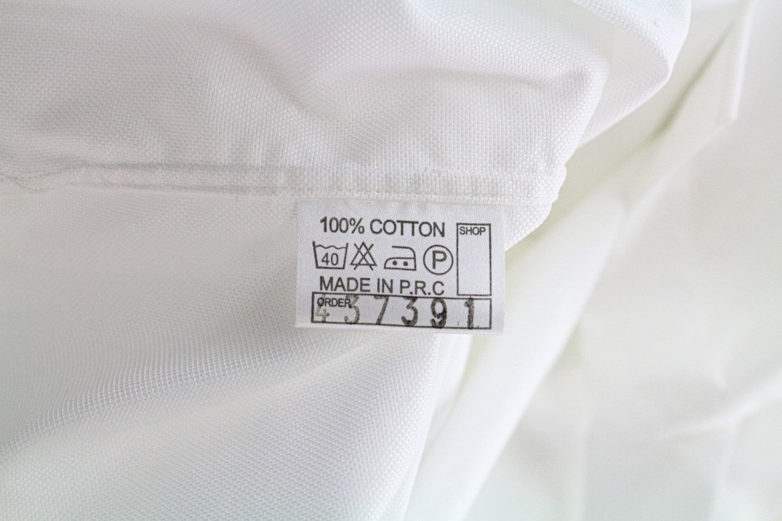 SUITSUPPLY Men Shirt 50/19 3/4 White Pure Cotton Long Sleeved Button-Up Twill