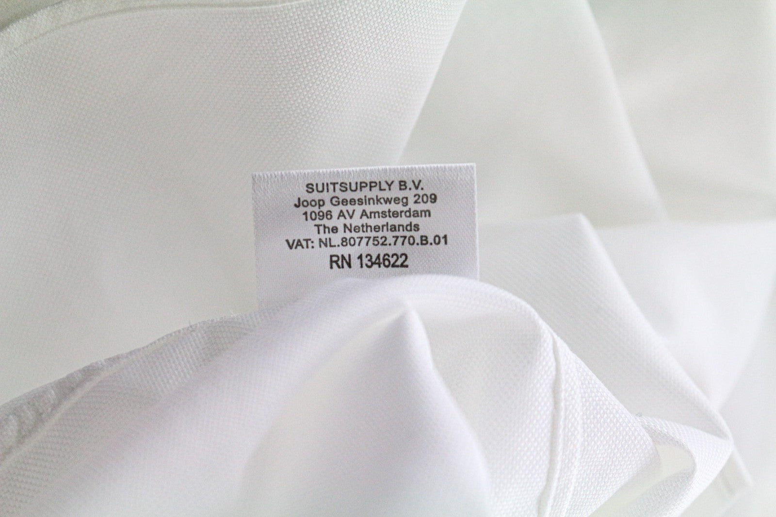 SUITSUPPLY Men Shirt 50/19 3/4 White Pure Cotton Long Sleeved Button-Up Twill