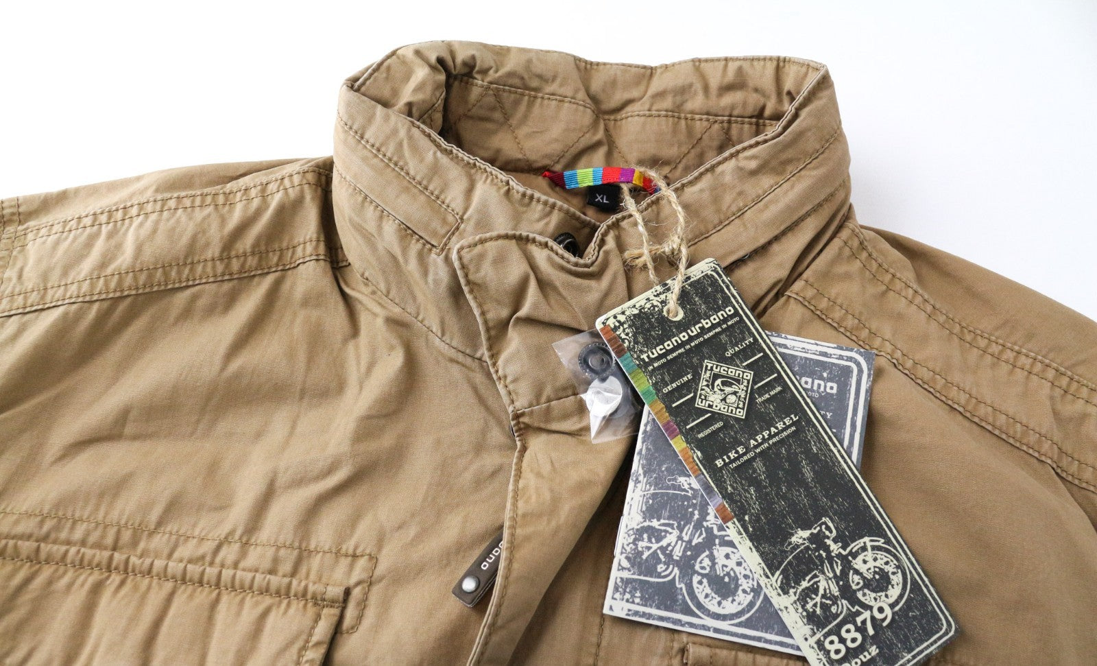TUCANO URBANO Douz Men Jacket XL Brown Lined Pure Cotton Armour Pocket Moto
