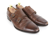 SUITSUPPLY Men Formal Shoes EU42 Brown Genuine Leather Classic Double Buckle