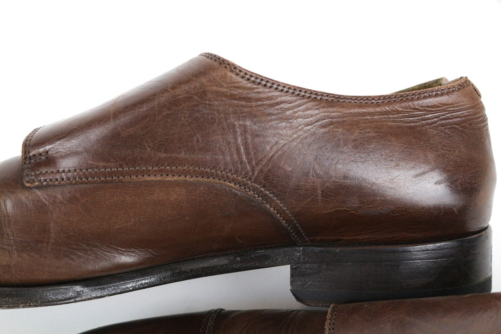 SUITSUPPLY Men Formal Shoes EU42 Brown Genuine Leather Classic Double Buckle