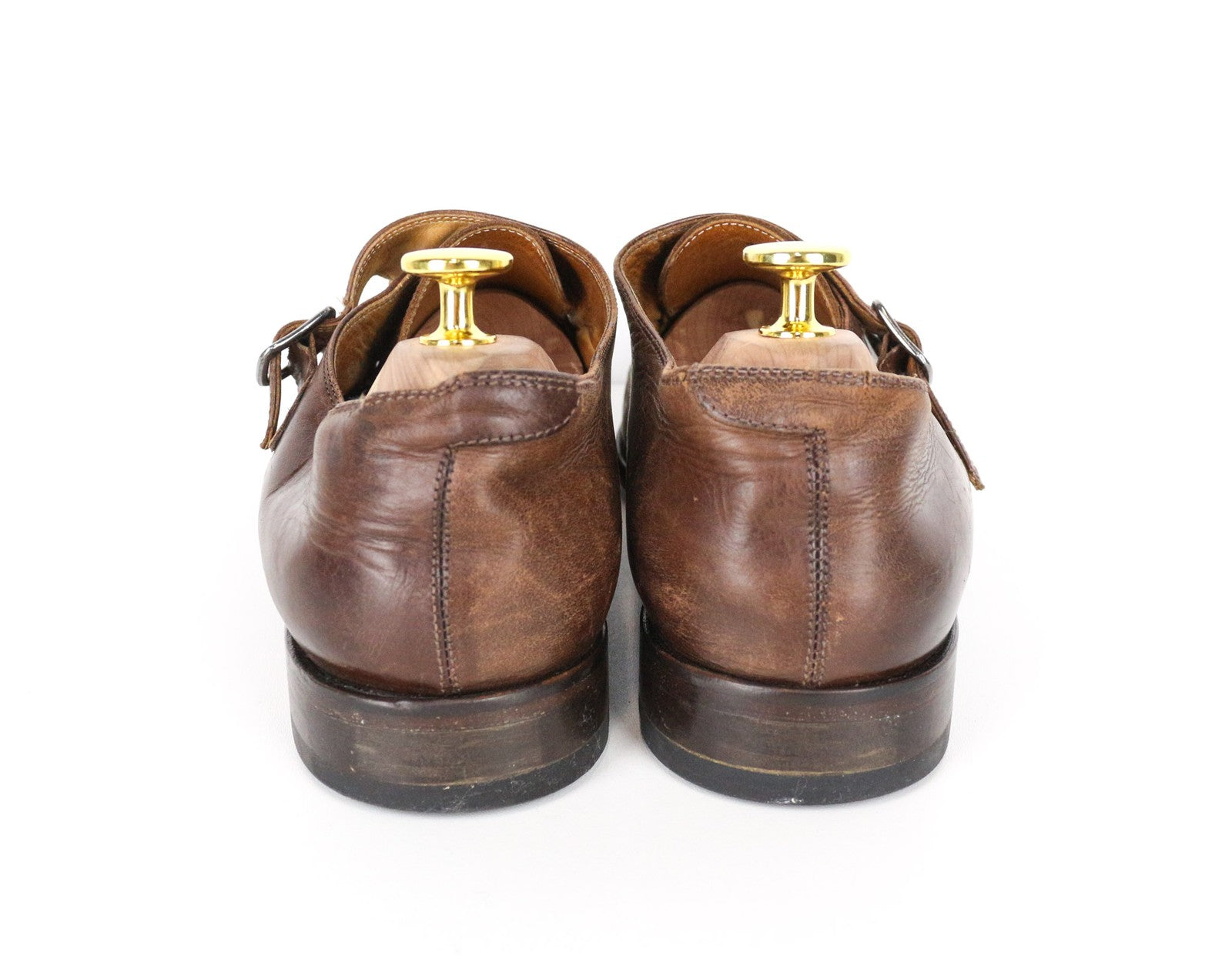 SUITSUPPLY Men Formal Shoes EU42 Brown Genuine Leather Classic Double Buckle