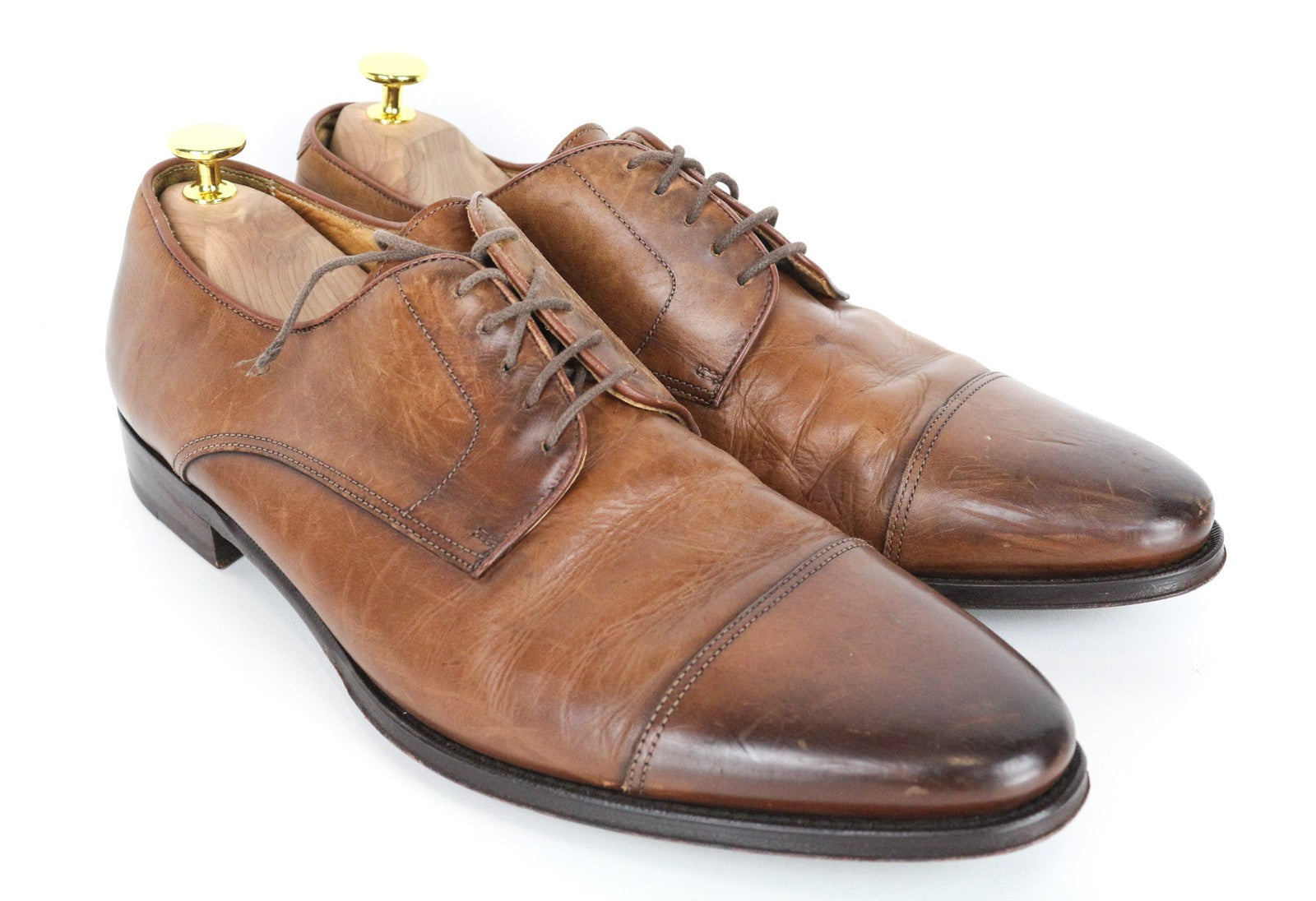 SUITSUPPLY Men Formal Shoes EU43.5 Mid Brown Genuine Leather Low-Top Classic