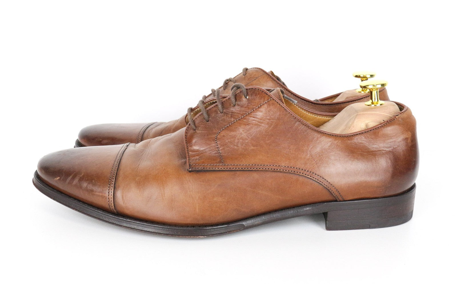 SUITSUPPLY Men Formal Shoes EU43.5 Mid Brown Genuine Leather Low-Top Classic