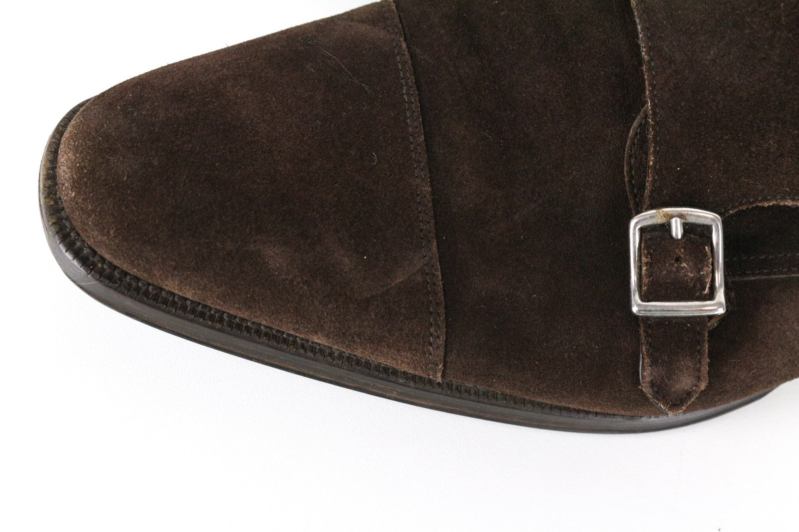 SUITSUPPLY Men Formal Shoes EU43 Brown Suede Leather Classic Double Buckle