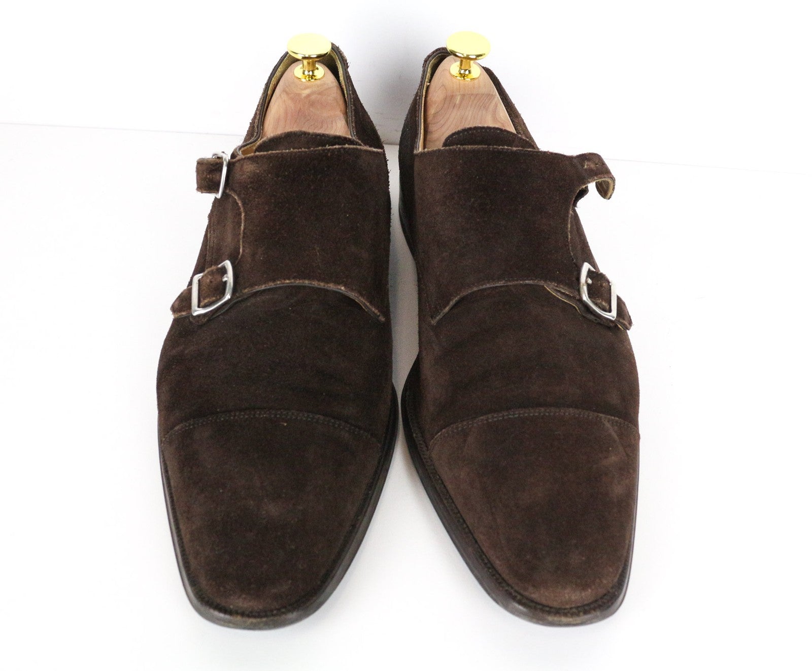 SUITSUPPLY Men Formal Shoes EU43 Brown Suede Leather Classic Double Buckle