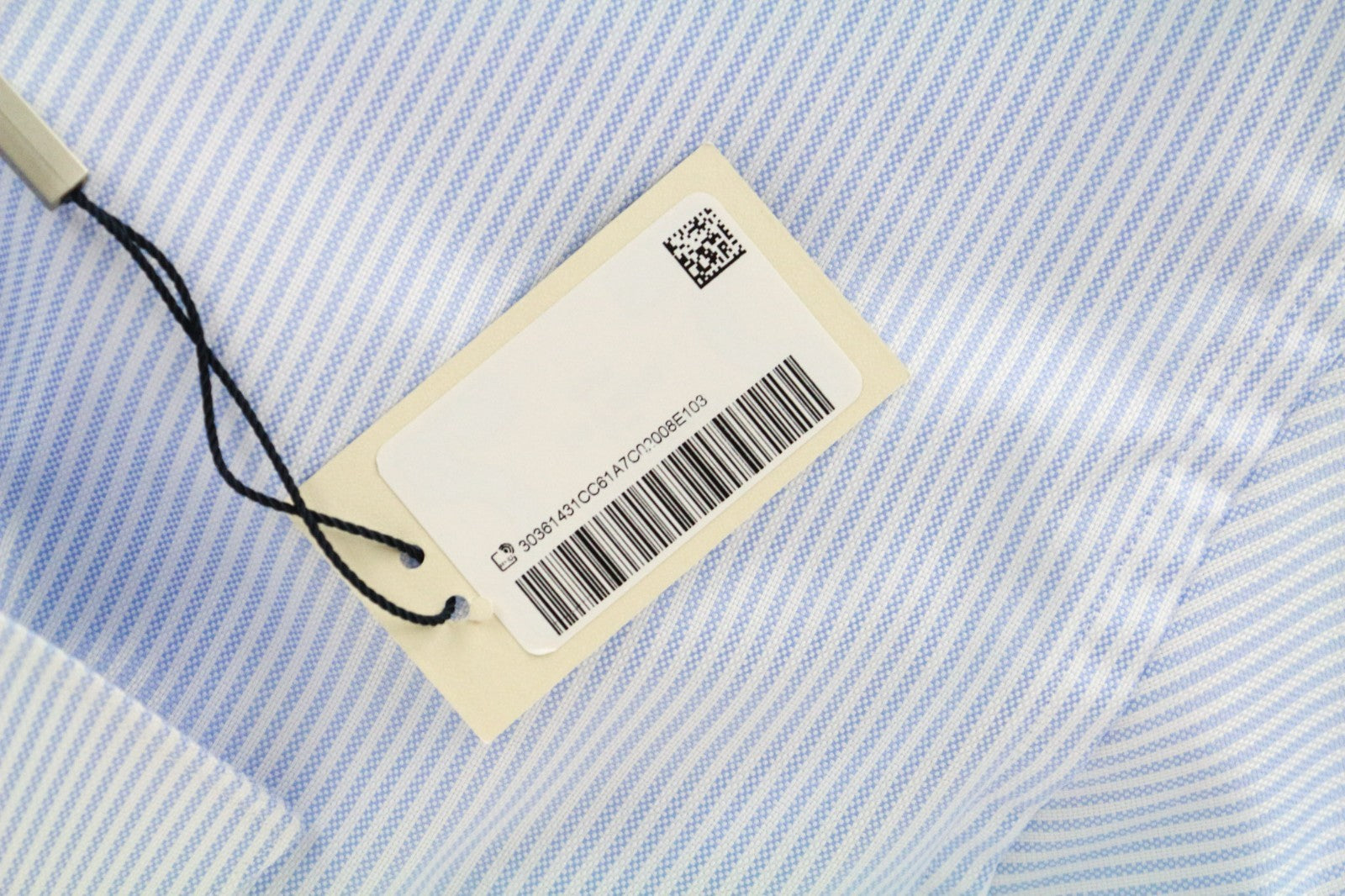 SUITSUPPLY Traveller Men Shirt 37L Slim Blue Pure Cotton Striped Patterns