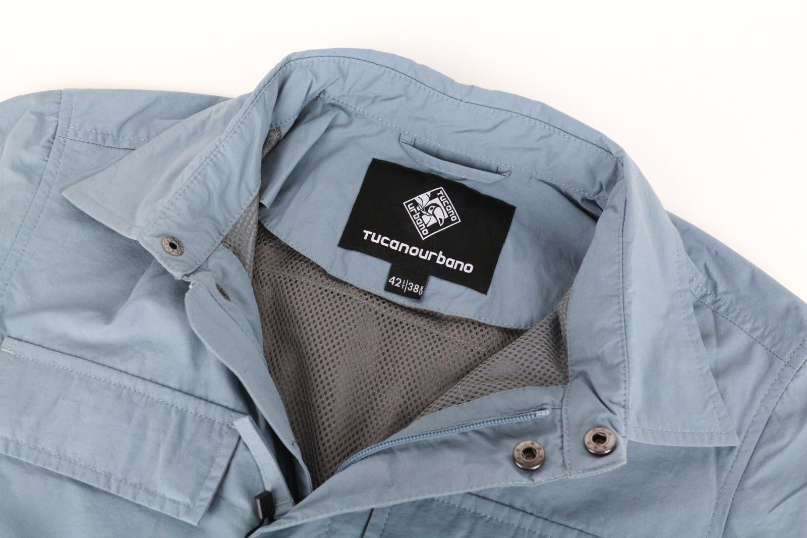 TUCANO URBANO Albertina Women Jacket M Grey Blue Windbreaker Back Pocket Moto