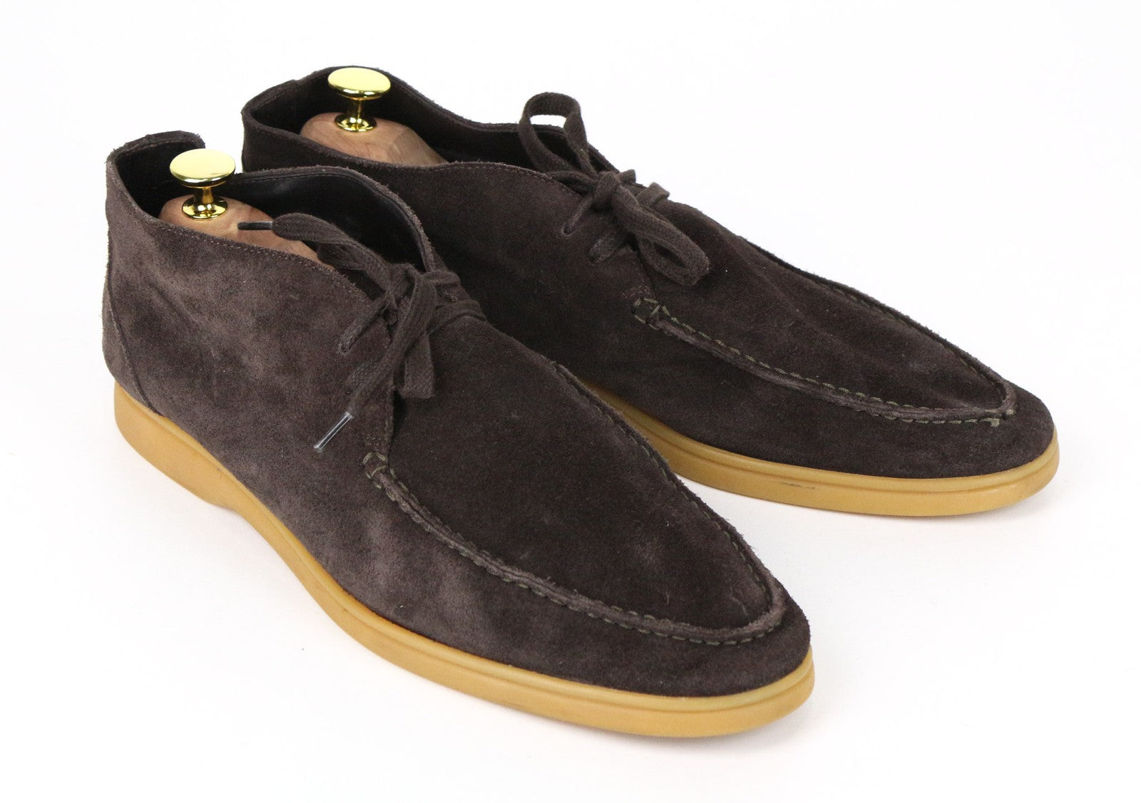 SUITSUPPLY Men Formal Shoes EU44 Dark Brown Suede Leather Laced High-Top